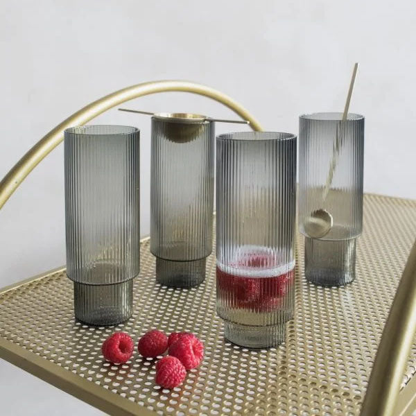 Ripple Long Drink Glasses Smoke (set of 4)