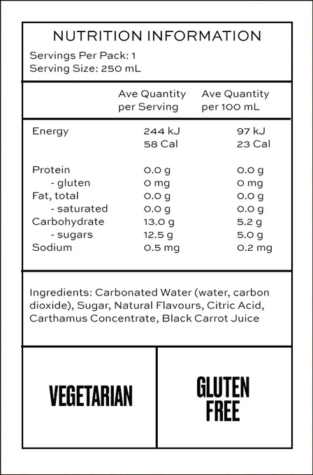 Nutrition facts for APERO SPRITZ