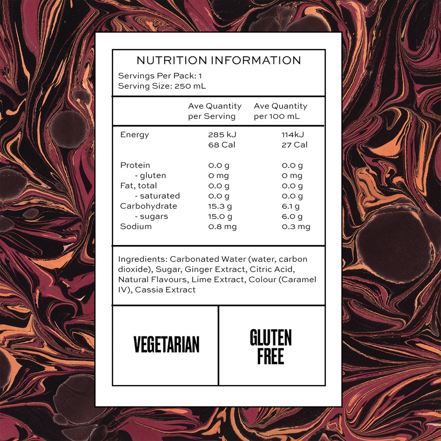 Nutrition facts for DARK & STORMY