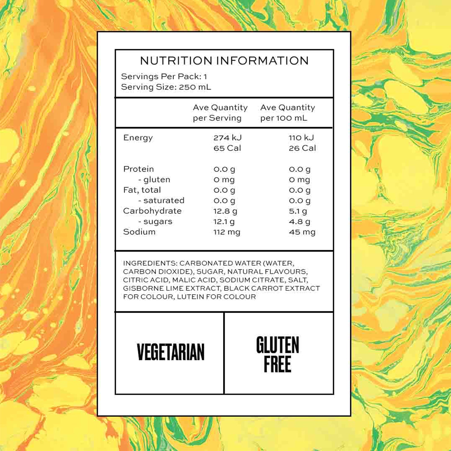 Nutrition facts for MANGO MARGARITA