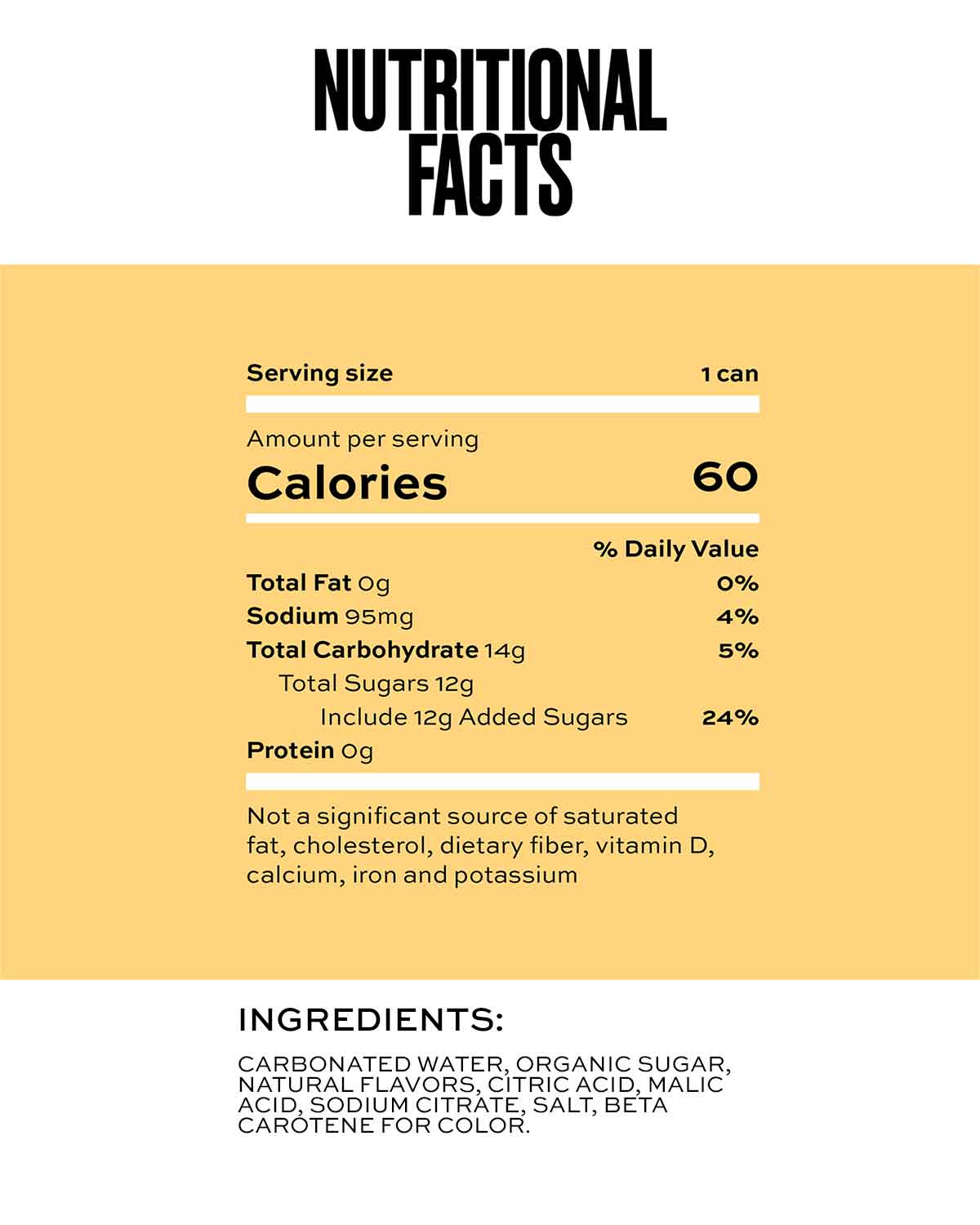 Nutrition facts for MANGO MARGARITA (12 PACK)