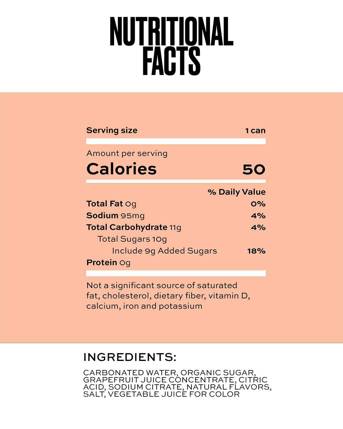 Nutrition facts for PALOMA (12 PACK)