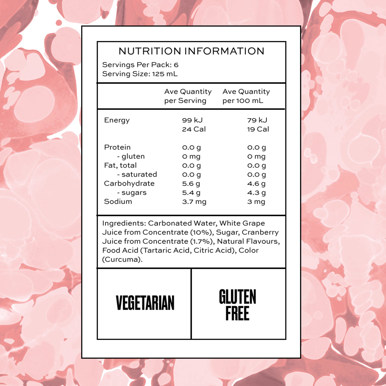 Nutrition facts for SPARKLING ROSÉ