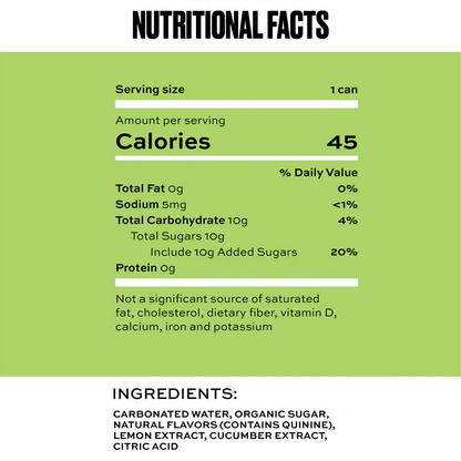 Nutritional facts label for a product with green background
