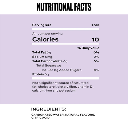 Nutritional facts label for a product with a light purple background