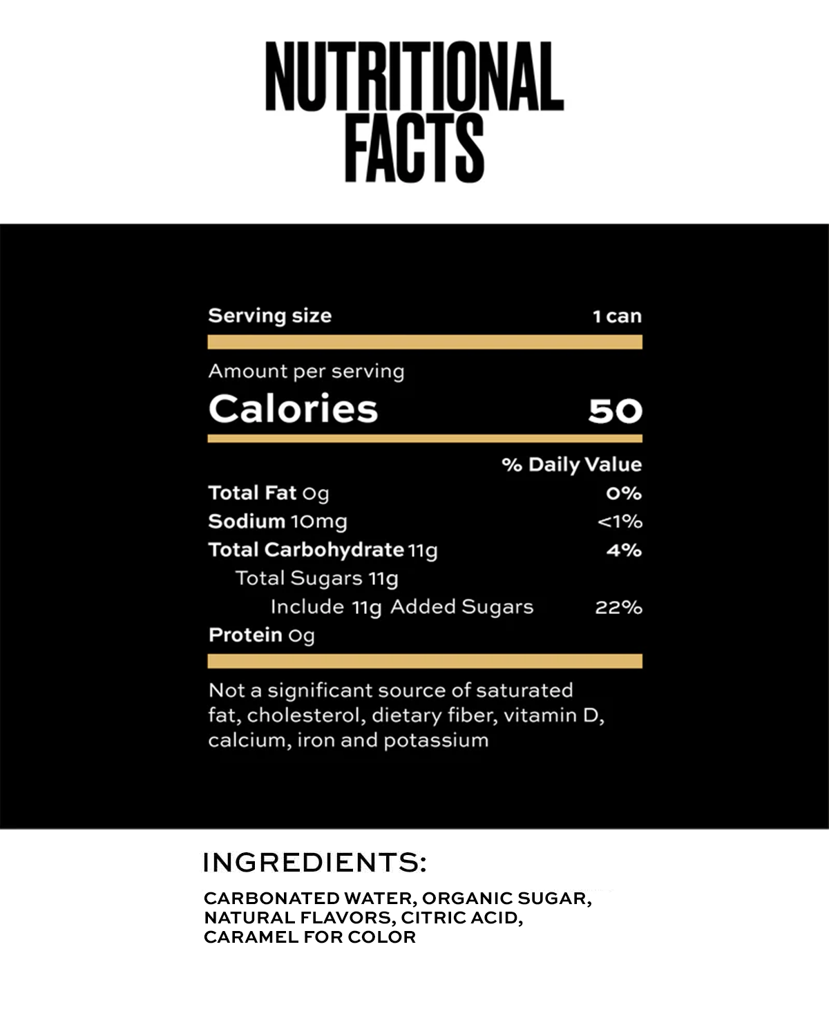 Nutrition facts for WHISK#Y GINGER (12 PACK)