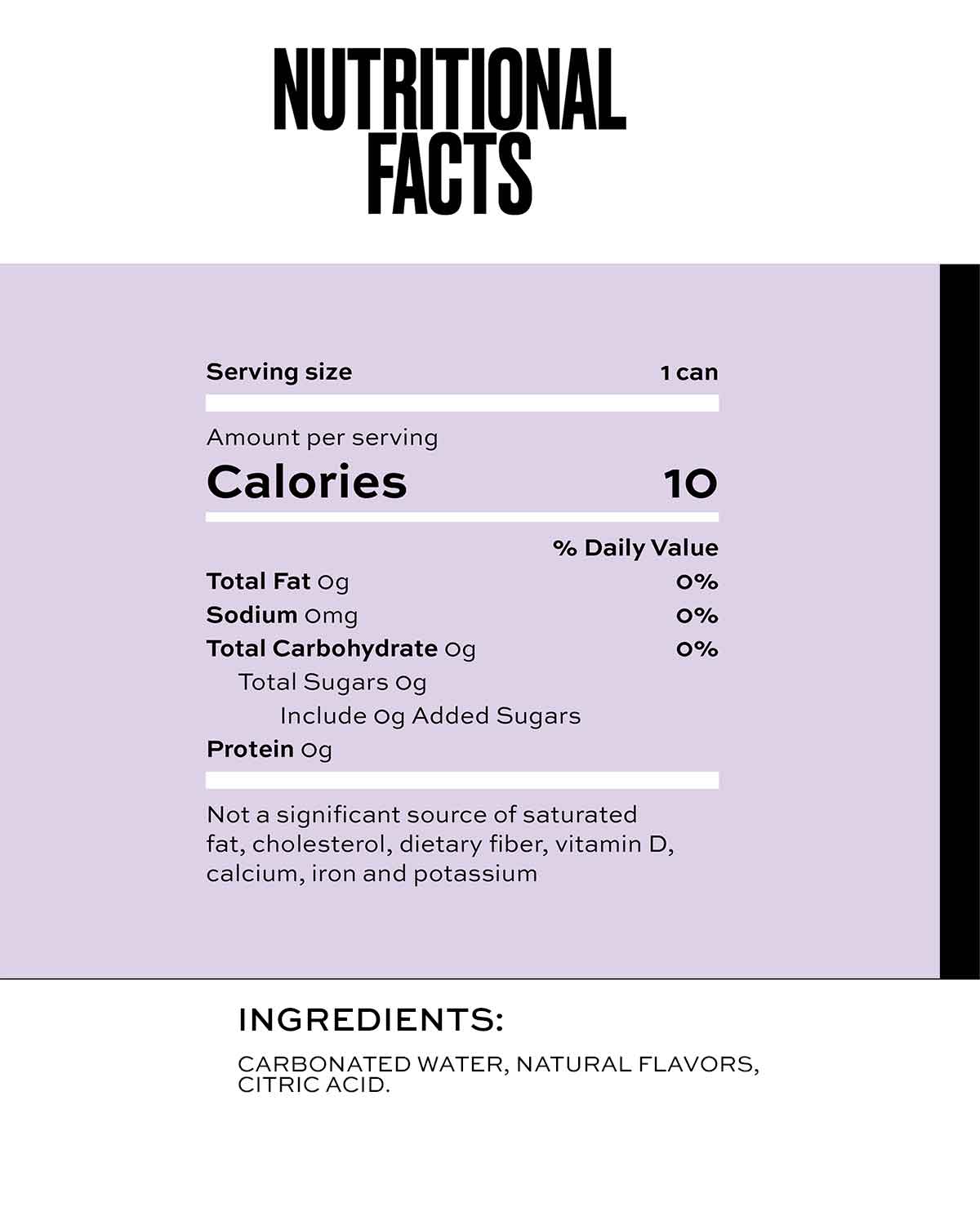Nutrition facts for VOD%A SPRITZ (12 PACK)