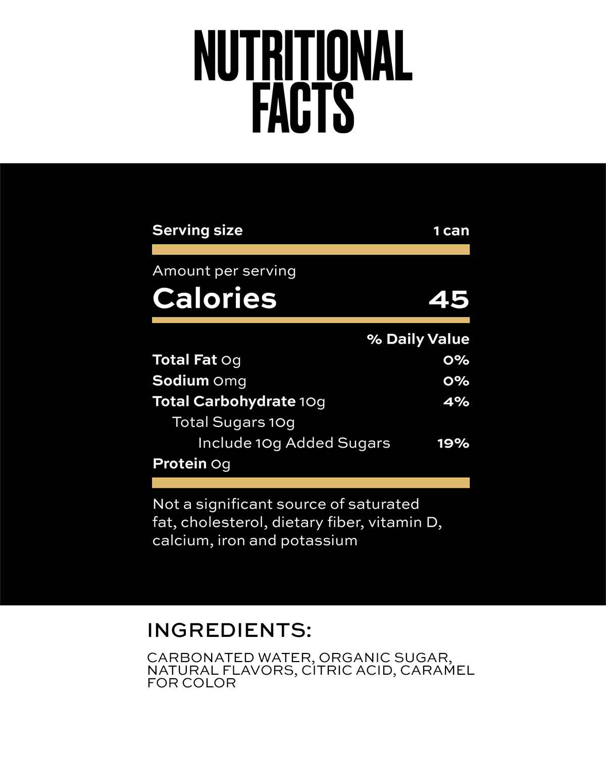 Nutrition facts for WHISK#Y GINGER (12 PACK)