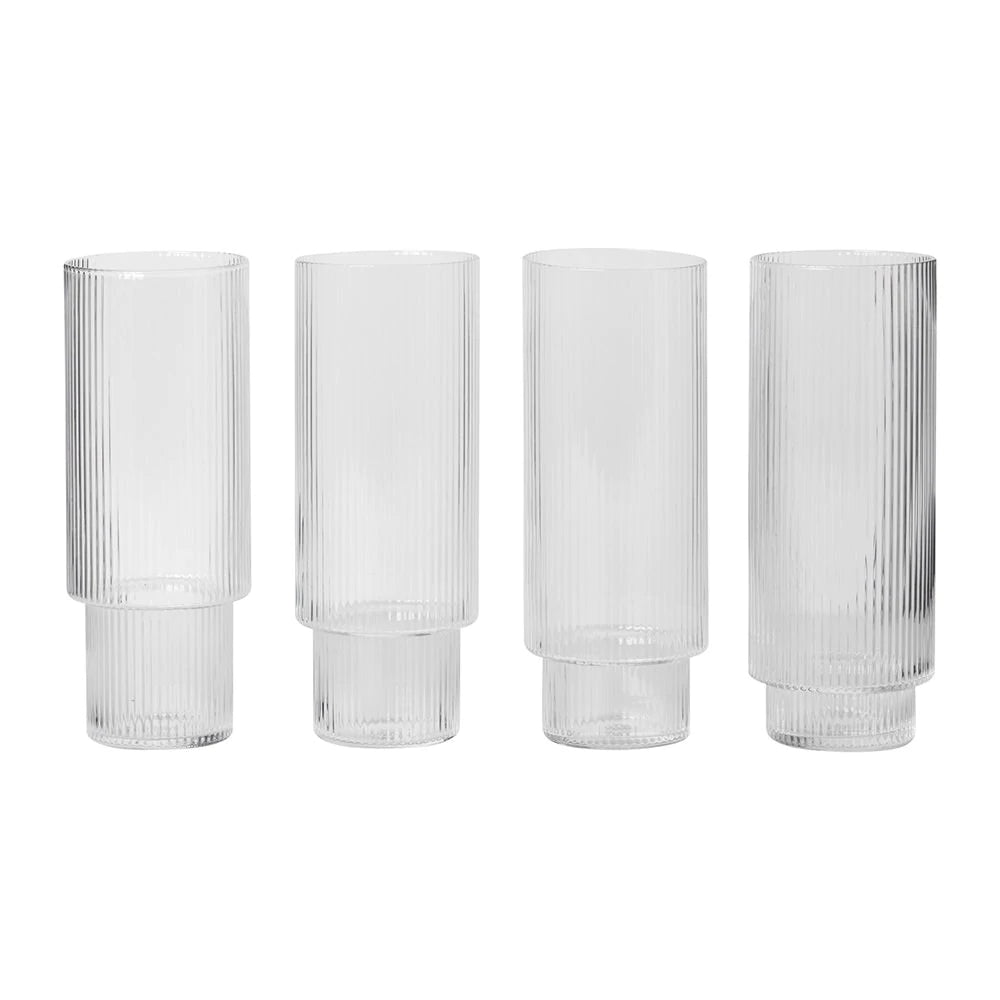 Ripple Long Drink Glasses Clear (set of 4)